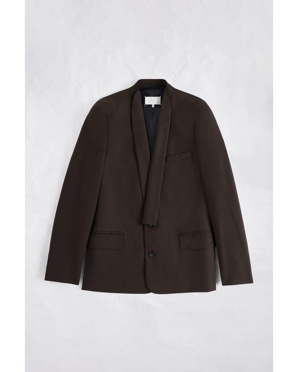 Maison Margiela Black Minimal Collar Wool Blazer for men