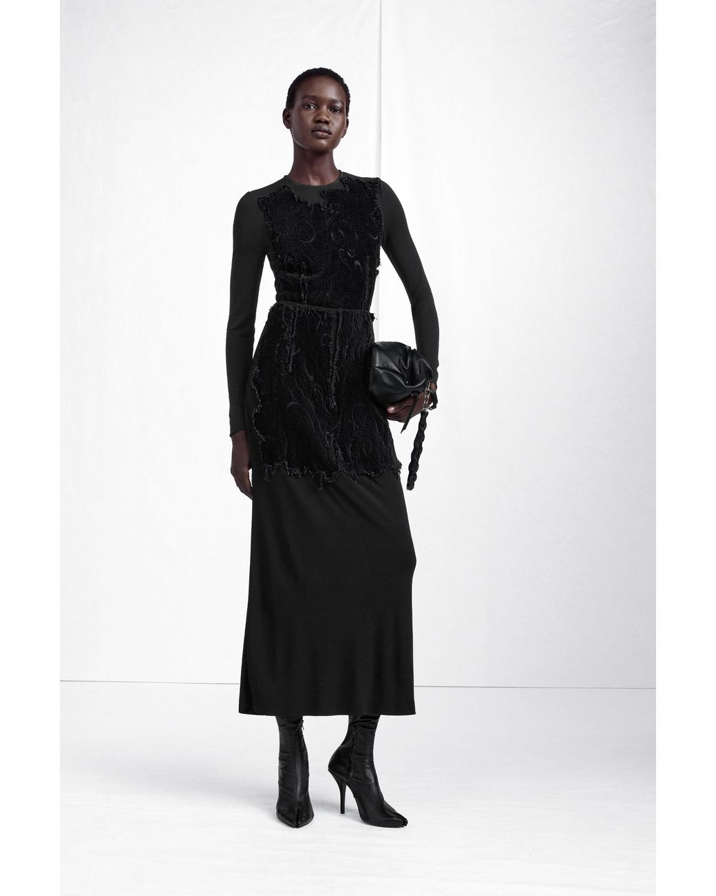 Maison Margiela Black Velvet Panel Maxi Skirt