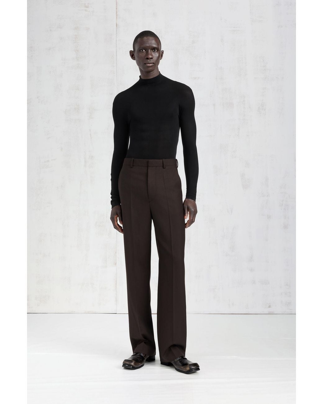 Maison Margiela Brown Wool Wide-Leg Trousers for men