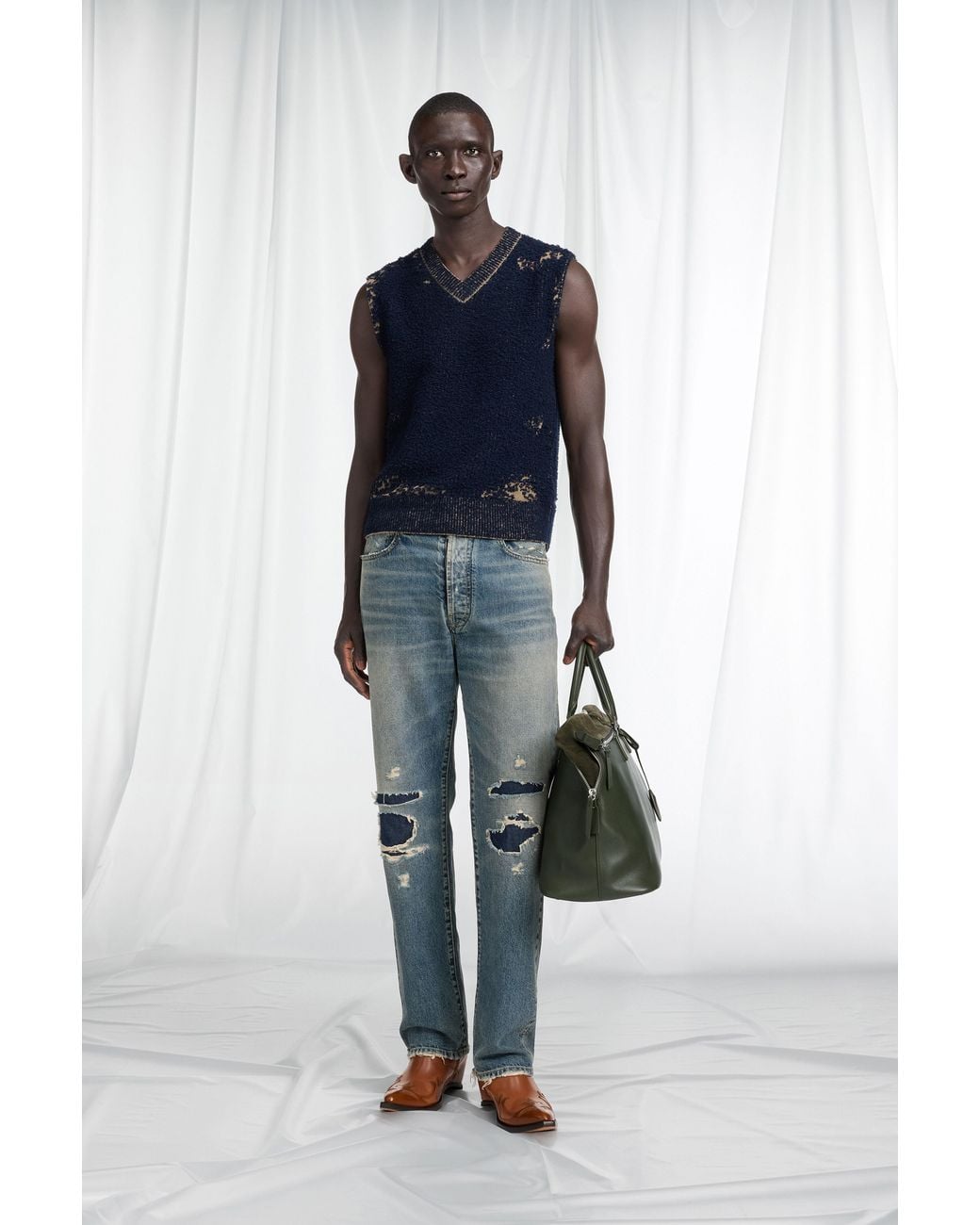 Maison Margiela Blue Distressed Denim Jeans for men