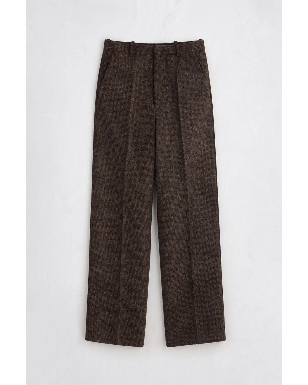 Maison Margiela Brown Herringbone Wool Trousers for men