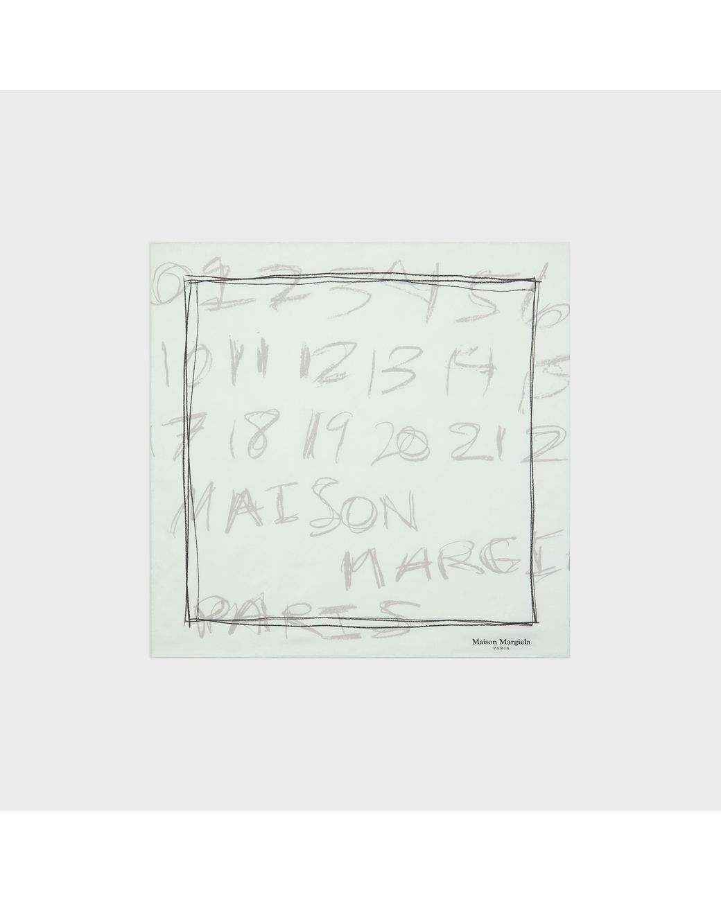 Maison Margiela Blue Scribbled Numerical Silk Foulard