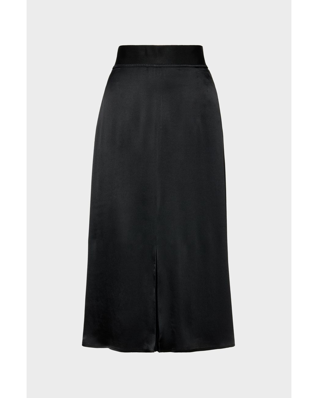 Maison Margiela Black Washed Silk Satin Midi Skirt