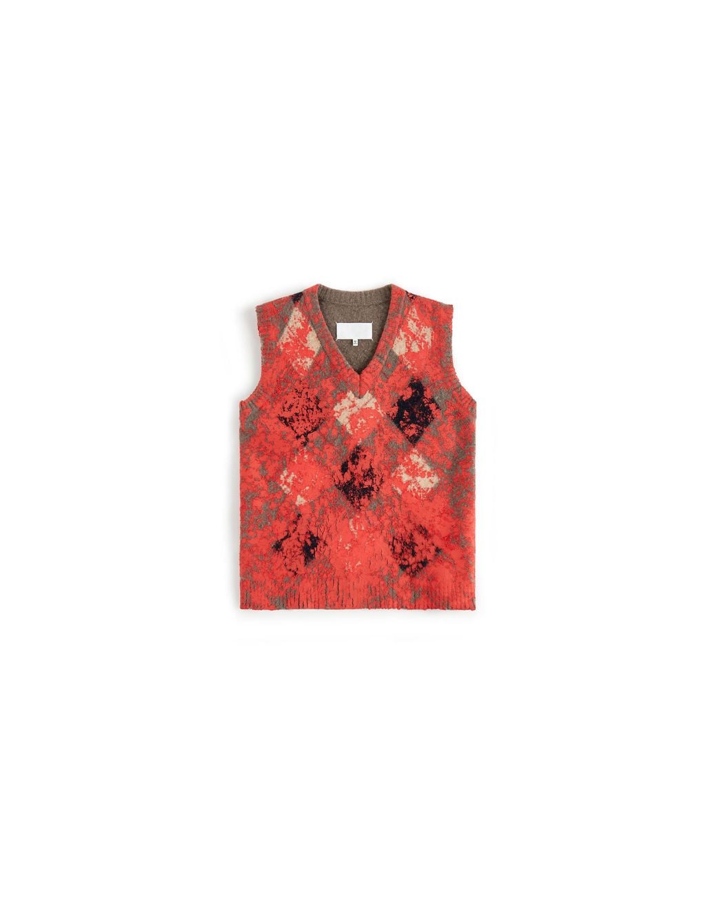 Maison Margiela Red Argyle Knit Sleeveless Top