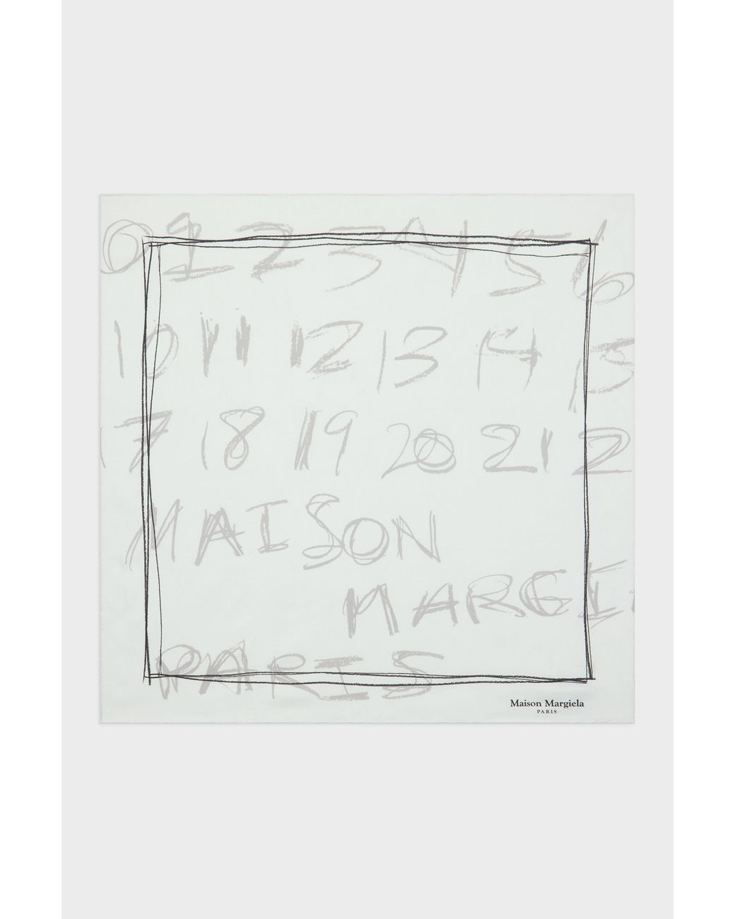 Maison Margiela Blue Scribbled Numerical Silk Foulard