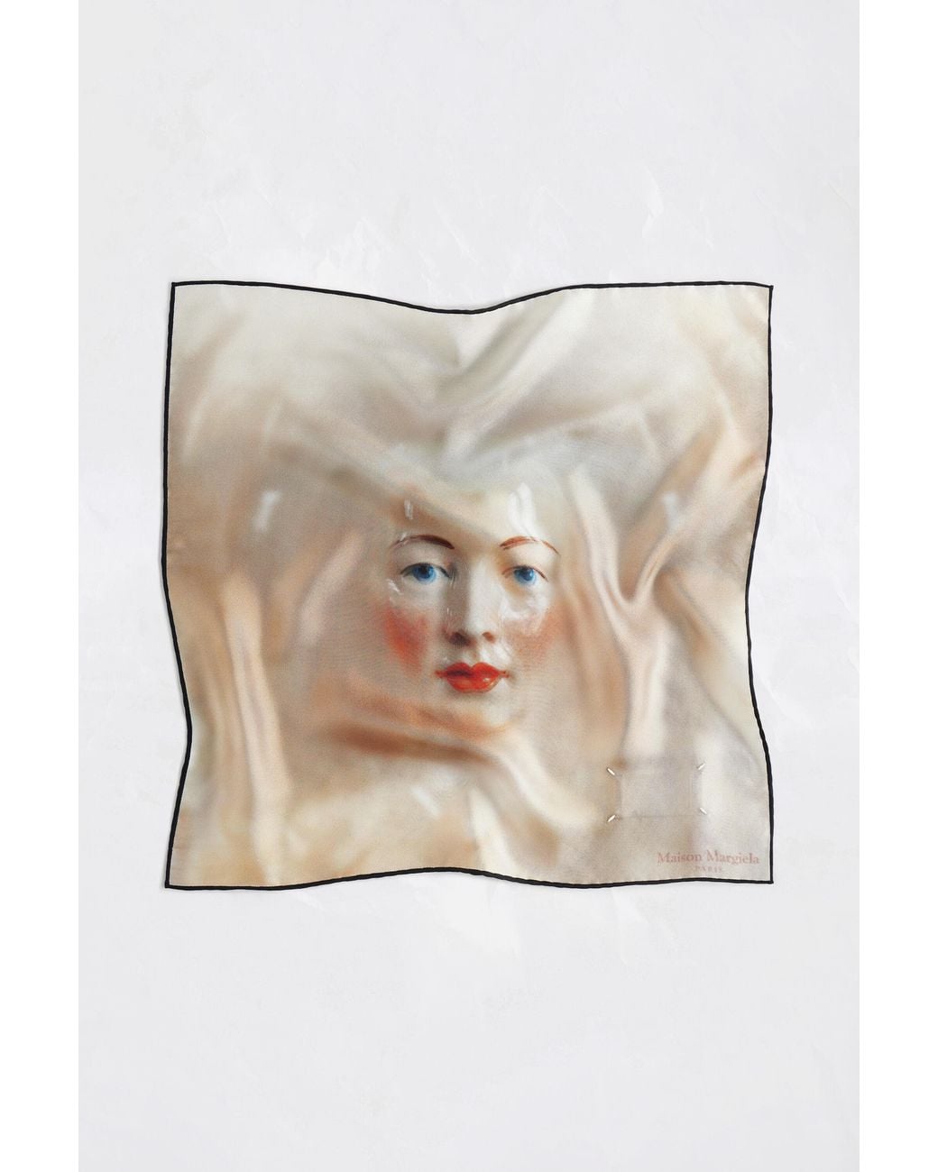Maison Margiela Pink Porcelain Doll Print Silk Scarf