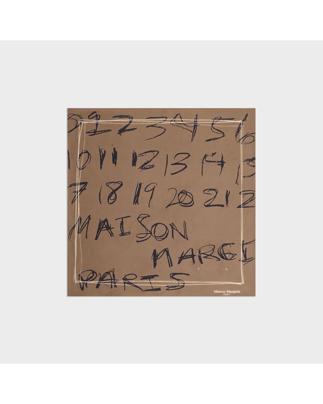 Maison Margiela Natural Scribbled Numerical Silk Foulard