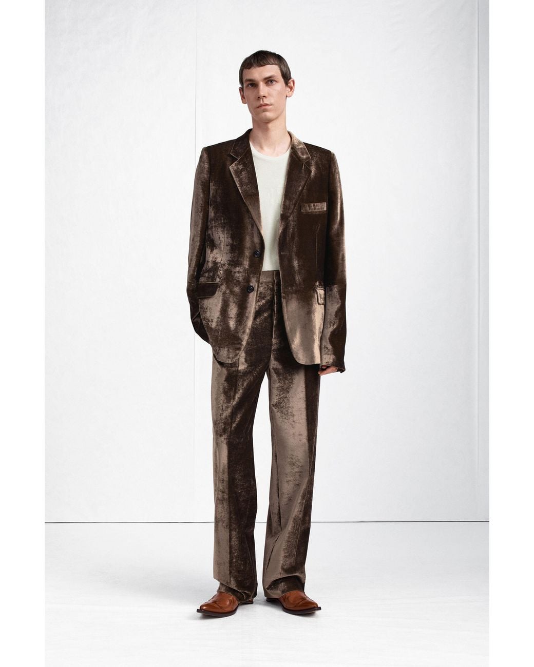 Maison Margiela Brown Fusion Velvet Blazer for men