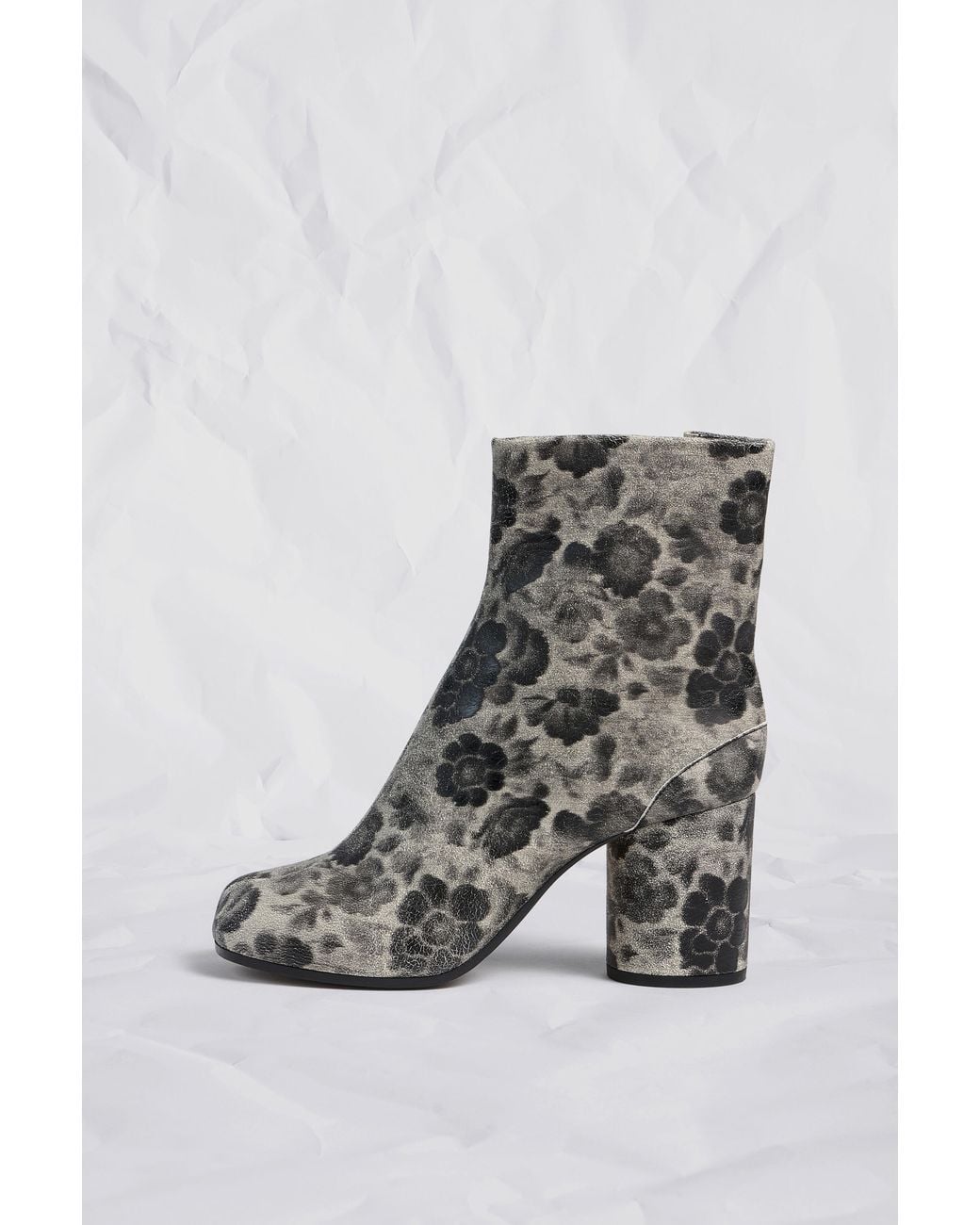 Maison Margiela Gray Tabi Ankle Boots Crackle Flower Print