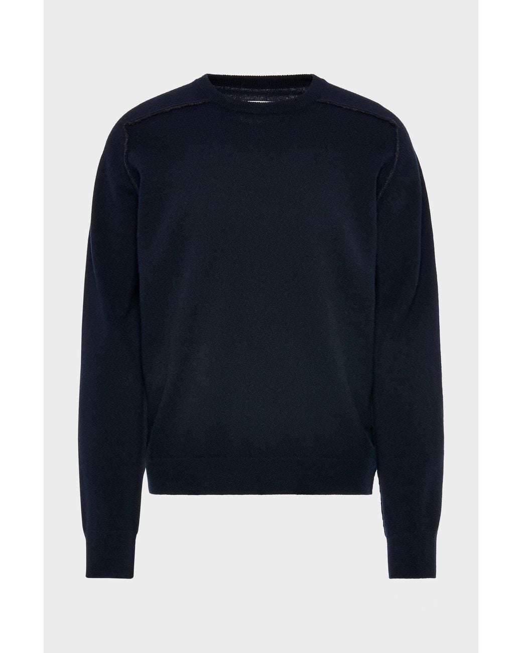 Maison Margiela Blue Virgin Wool Crewneck Sweater for men
