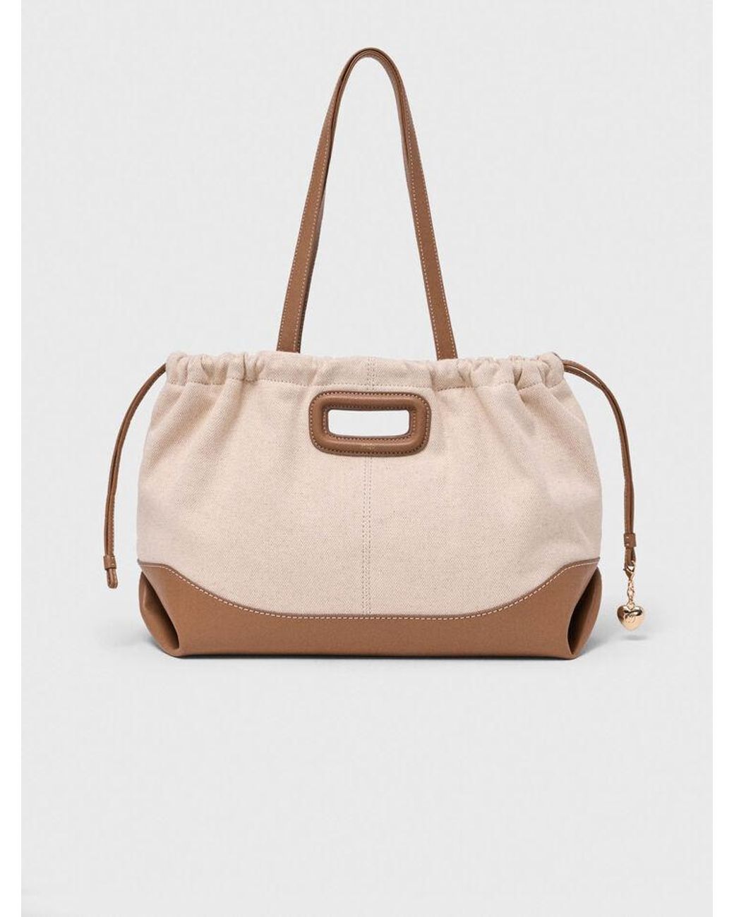 Maje Natural Milpli Canvas And Leather Tote Bag