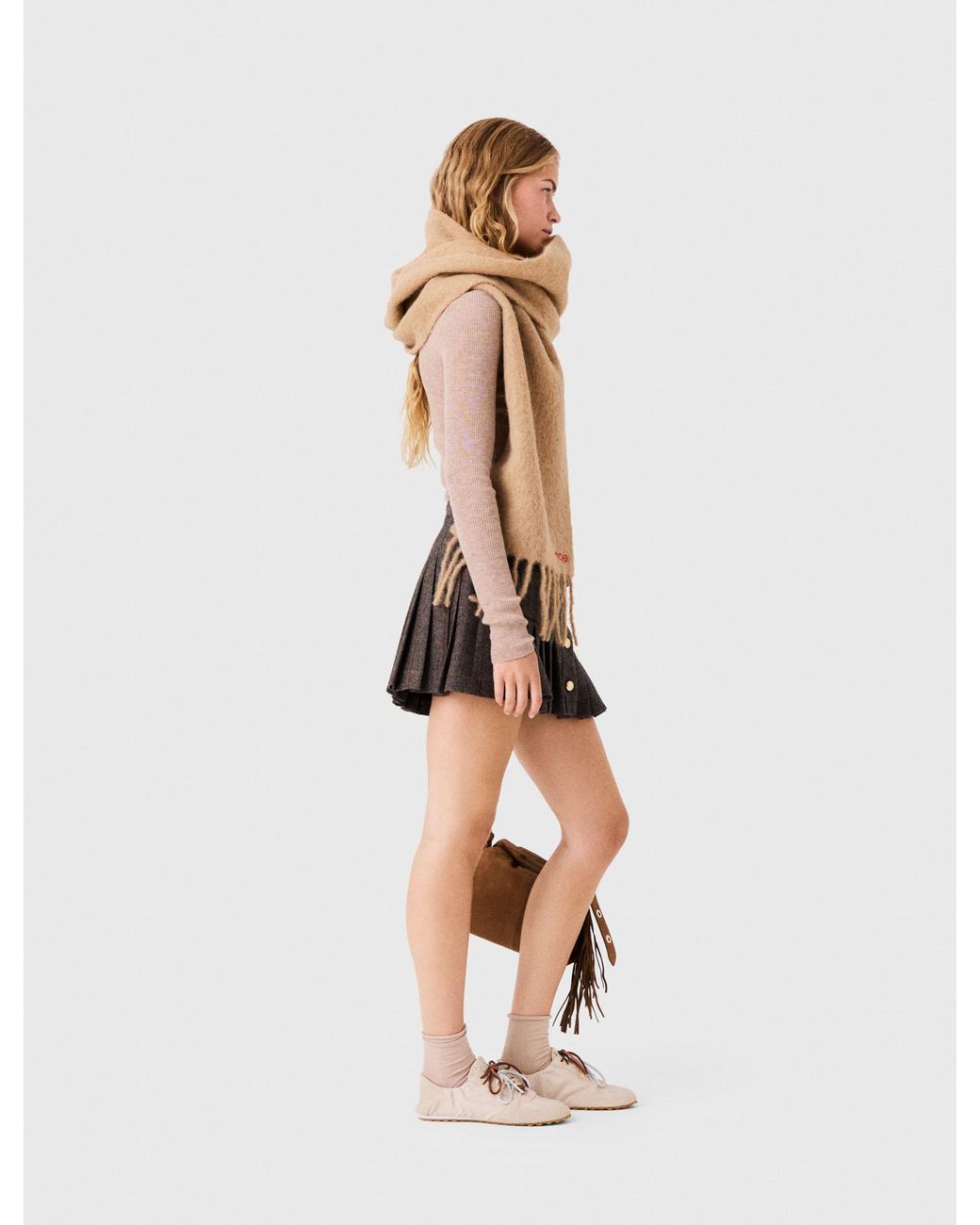 Maje White Plaid Mini Skirt