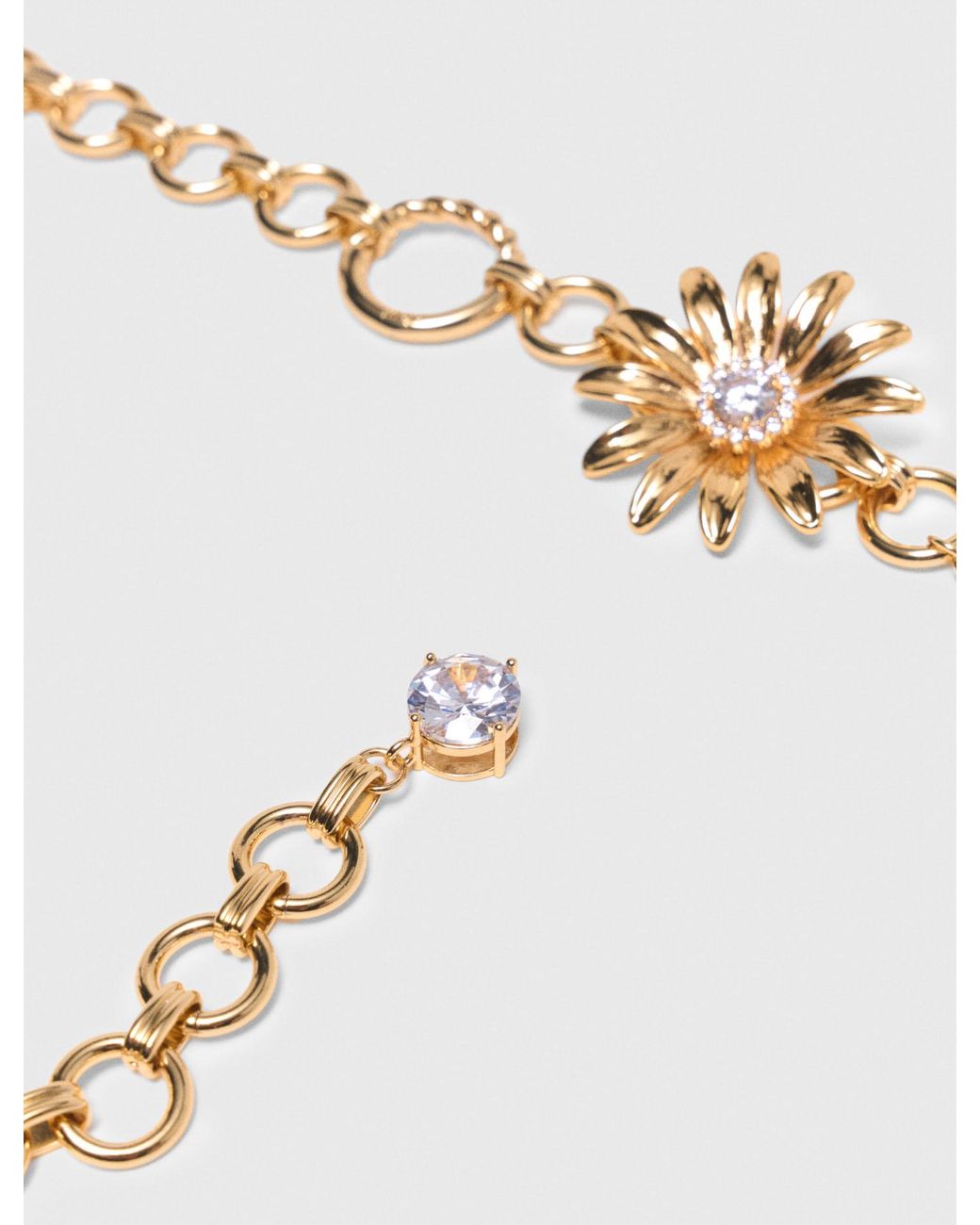 Maje Metallic Chain Belt With Flowers