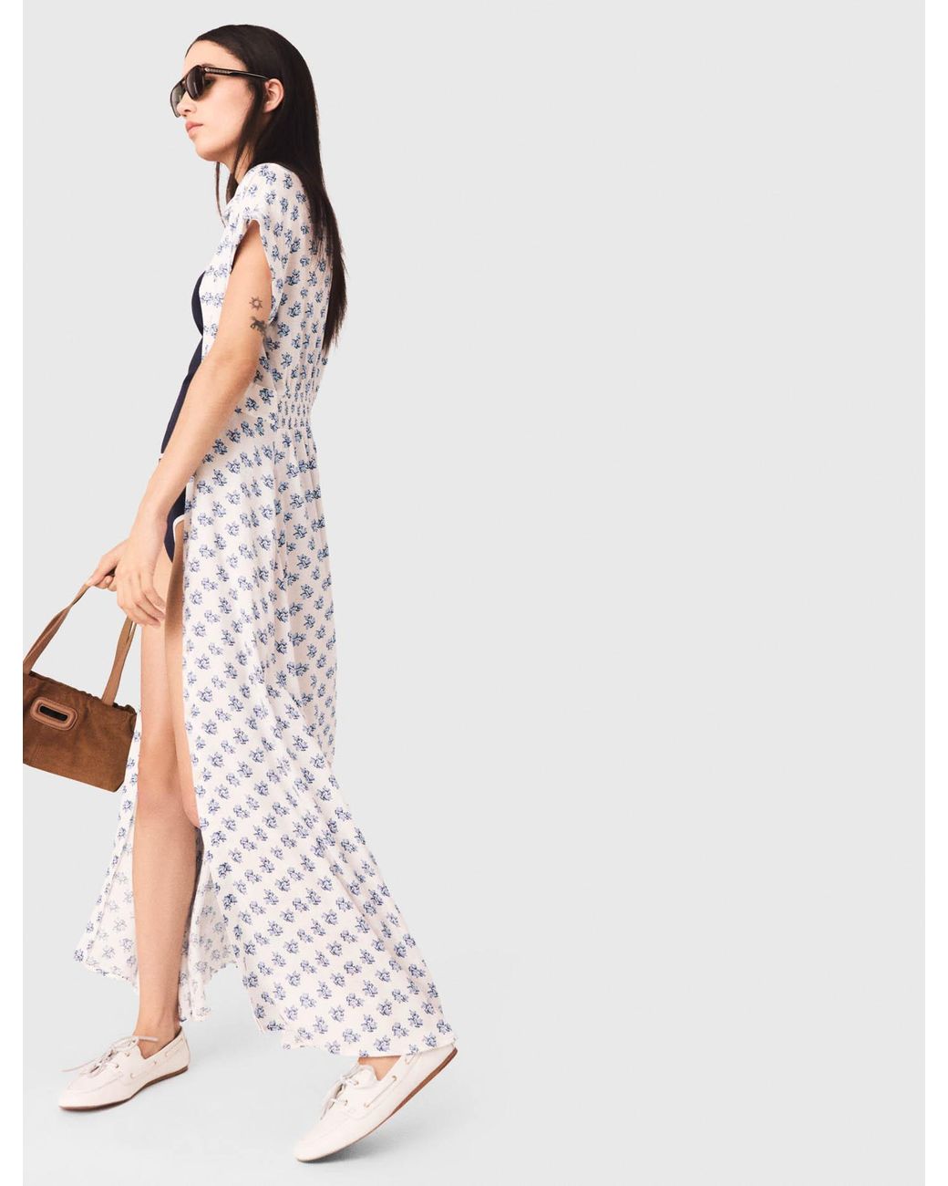 Maje White Jacquard Print Maxi Dress