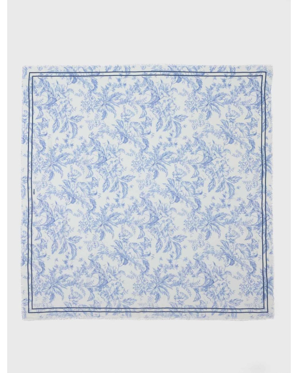 Maje Blue Floral Print Wool Blend Shawl