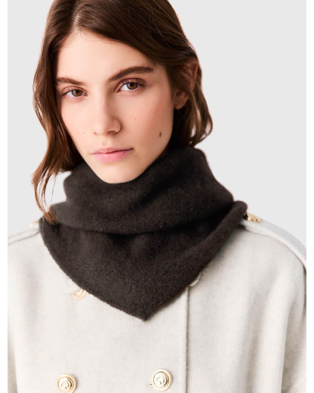 Maje Black Yak Blend Triangle Scarf