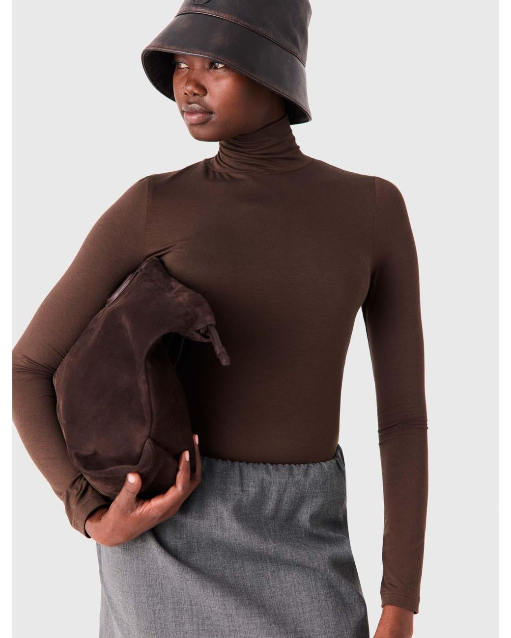 Maje White Roll-Neck T-Shirt