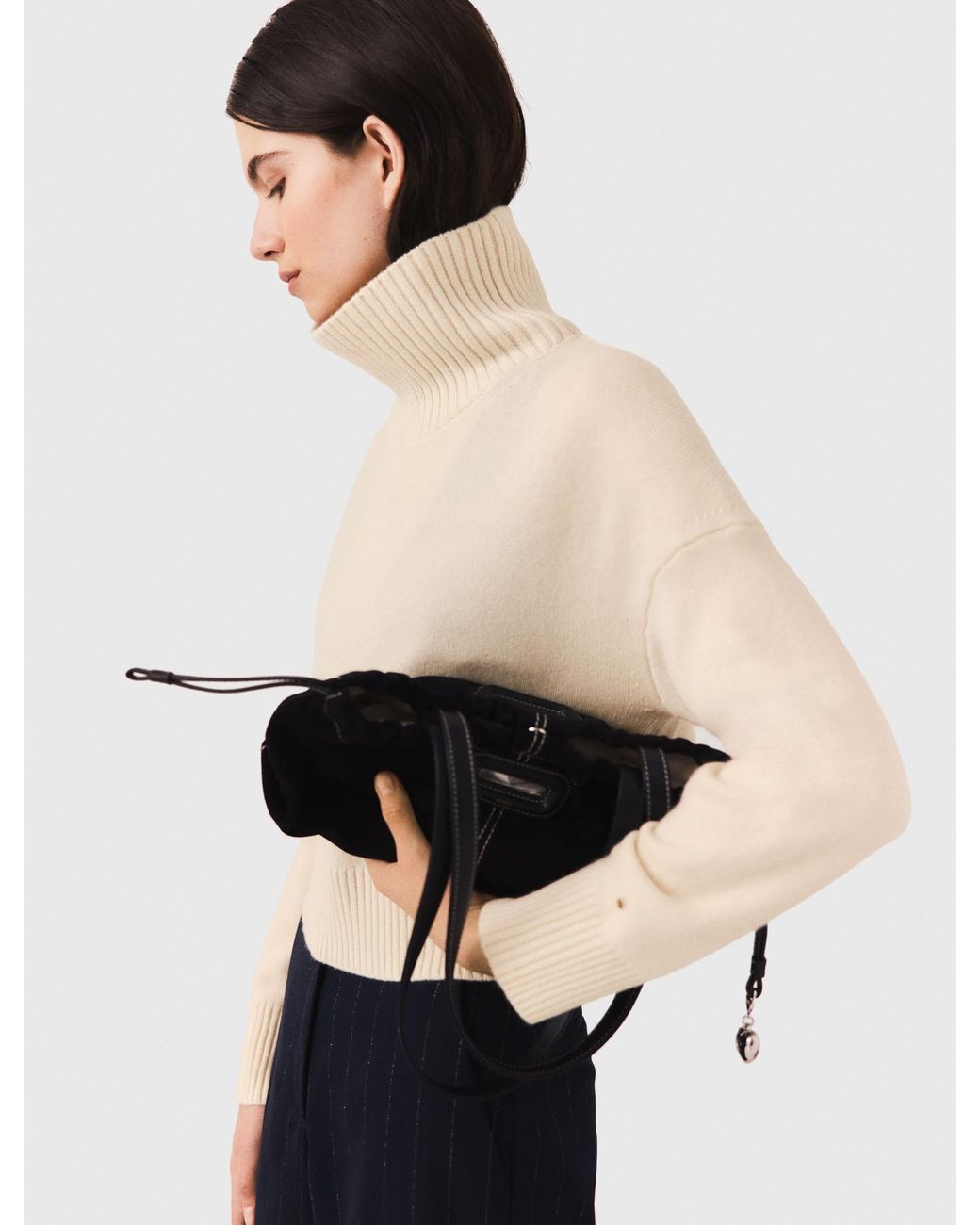 Maje White High-Neck Cashmere Jumper