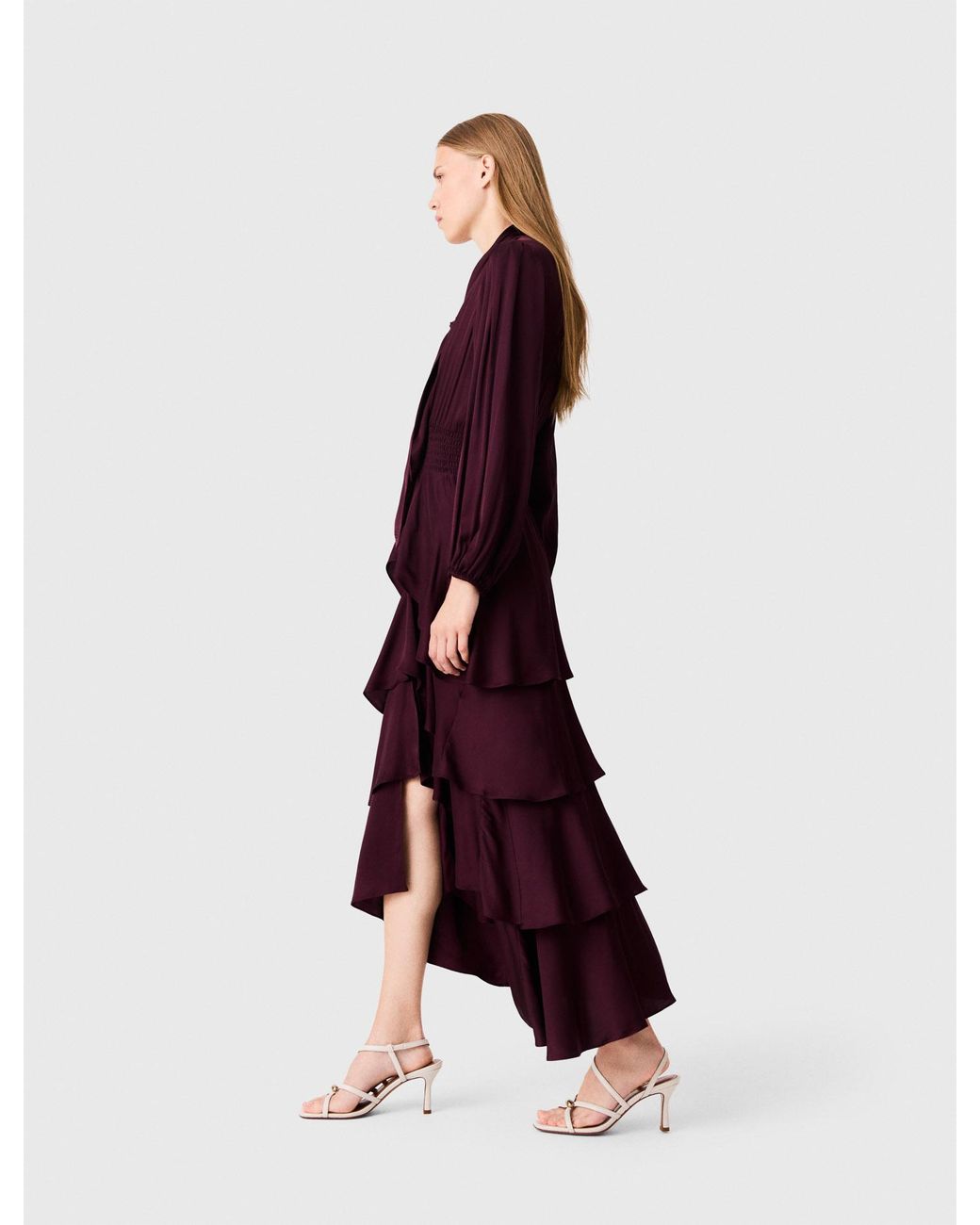 Maje Red Ruffled Maxi Dress