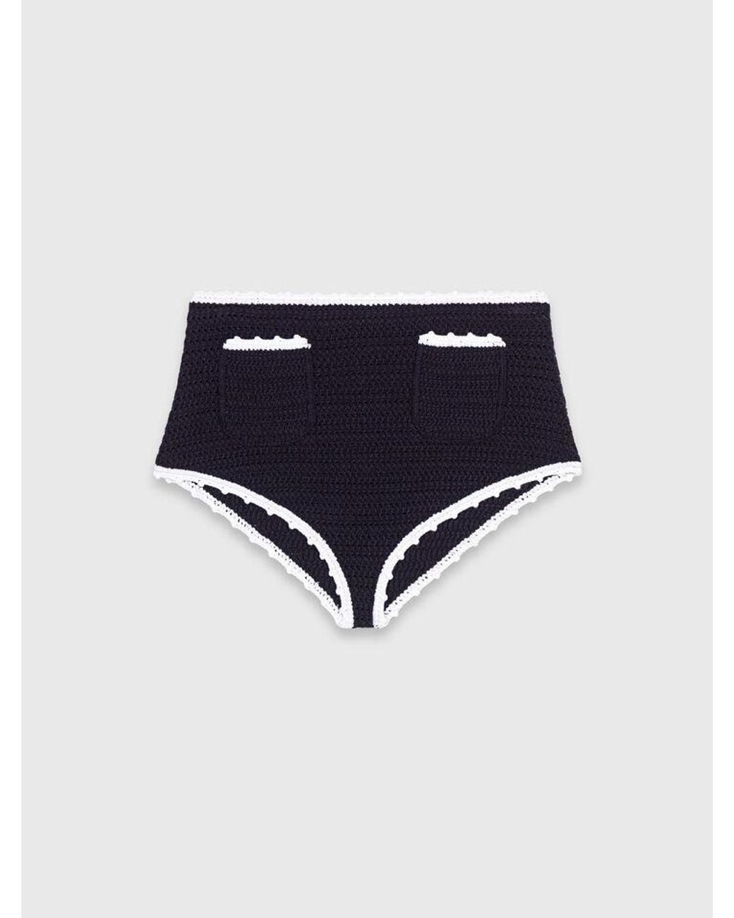 Maje White Warp Knit Briefs With Crochet