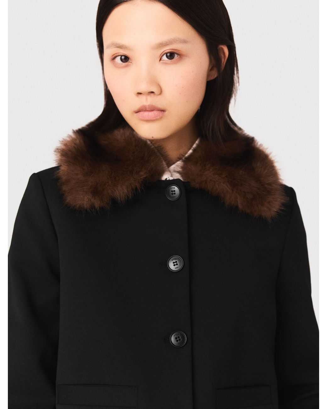 Maje Black Short Jacket With Removable Collar