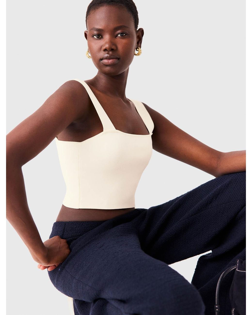 Maje Blue Knit Crop Top