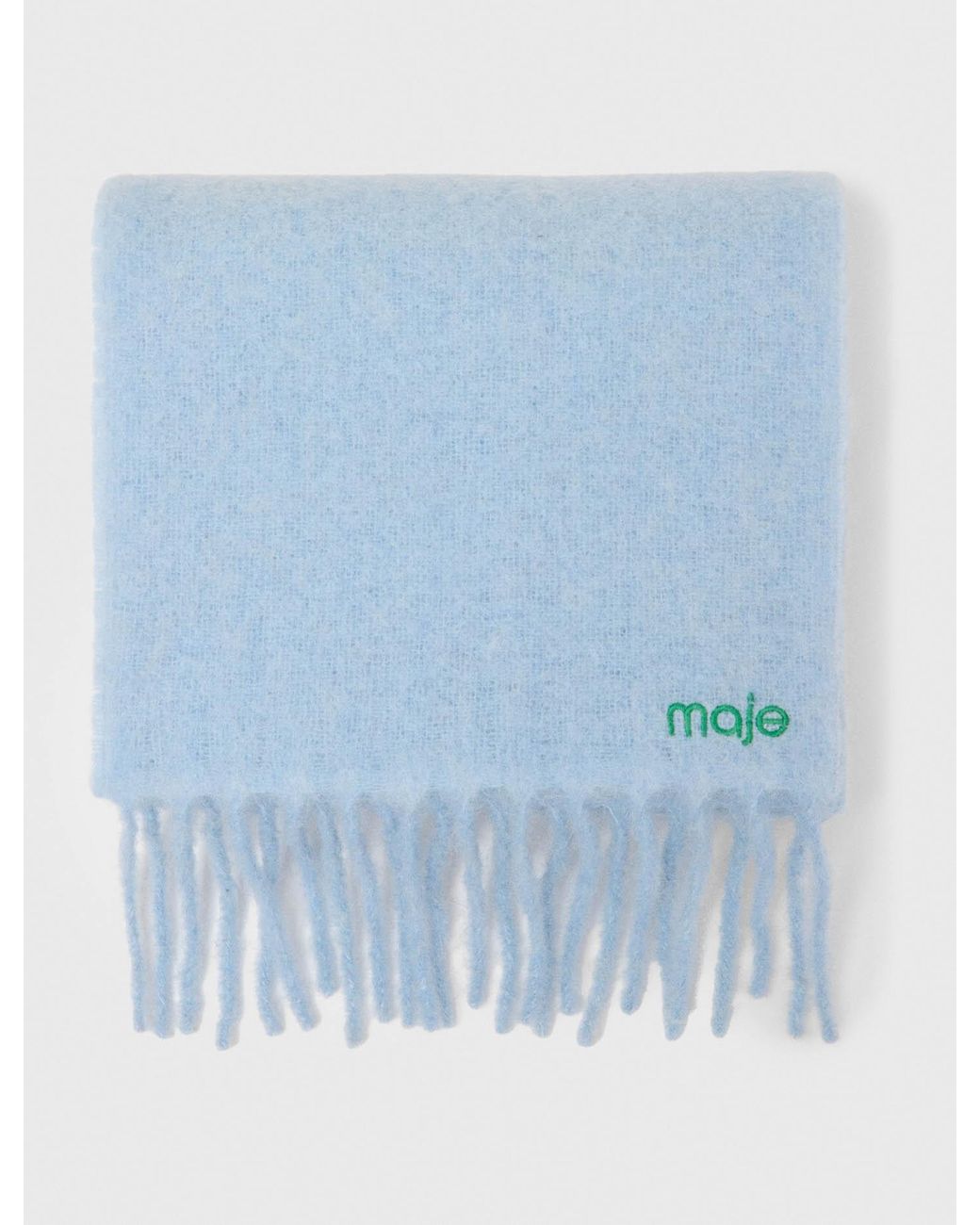 Maje Blue Wool And Alpaca Blend Scarf