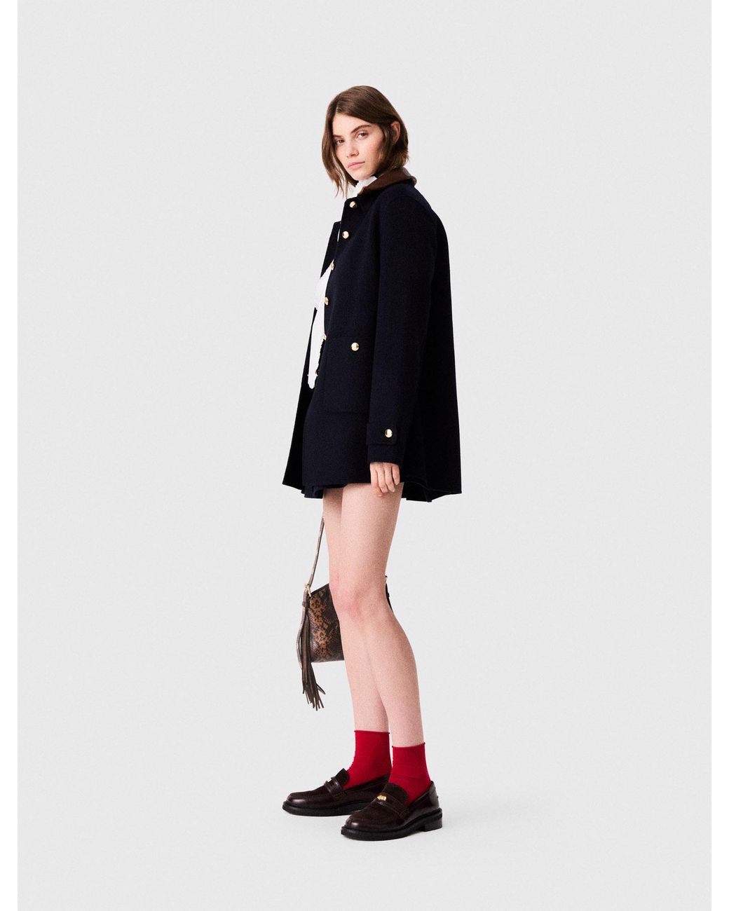 Maje Black Double-Faced Mid-Length Coat