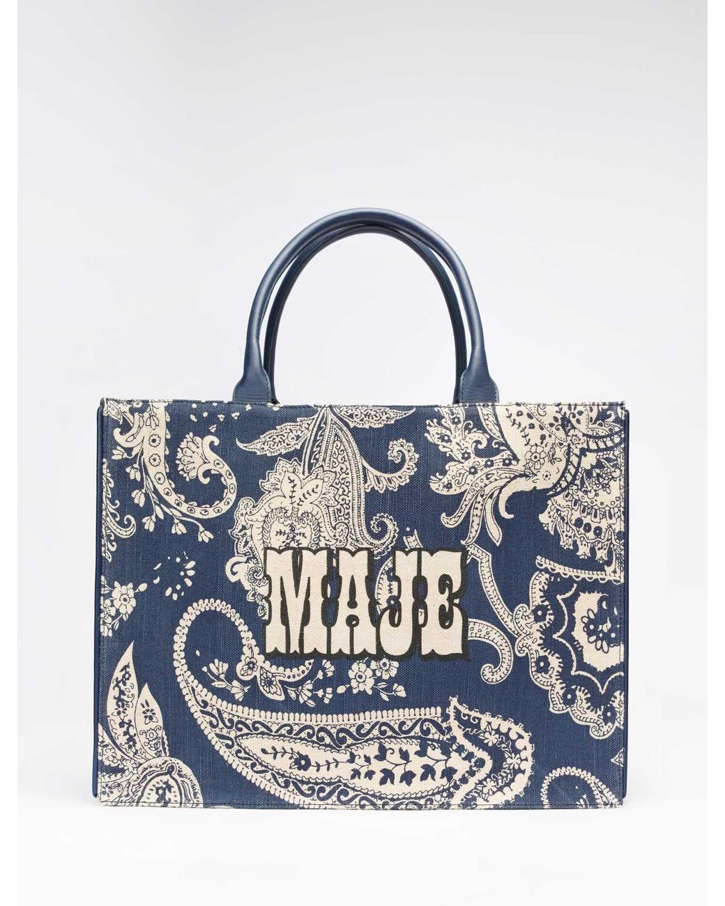 Maje Jute Tote Bag With Paisley Pattern in Blue | Lyst UK