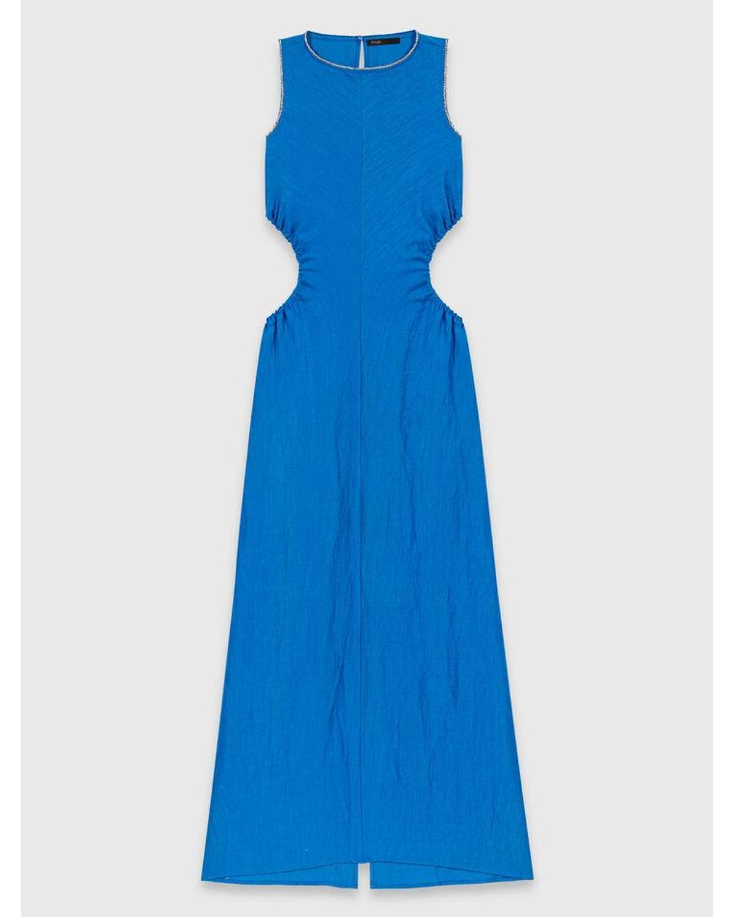 Maje Blue Backless Linen-Blend Midi Dress