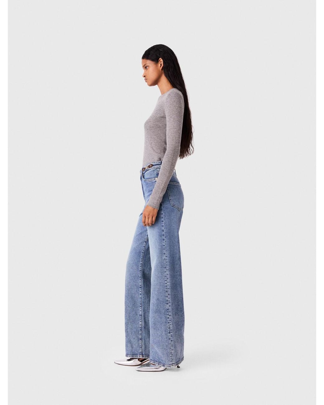 Maje Blue Second-Skin Round Neck Jumper