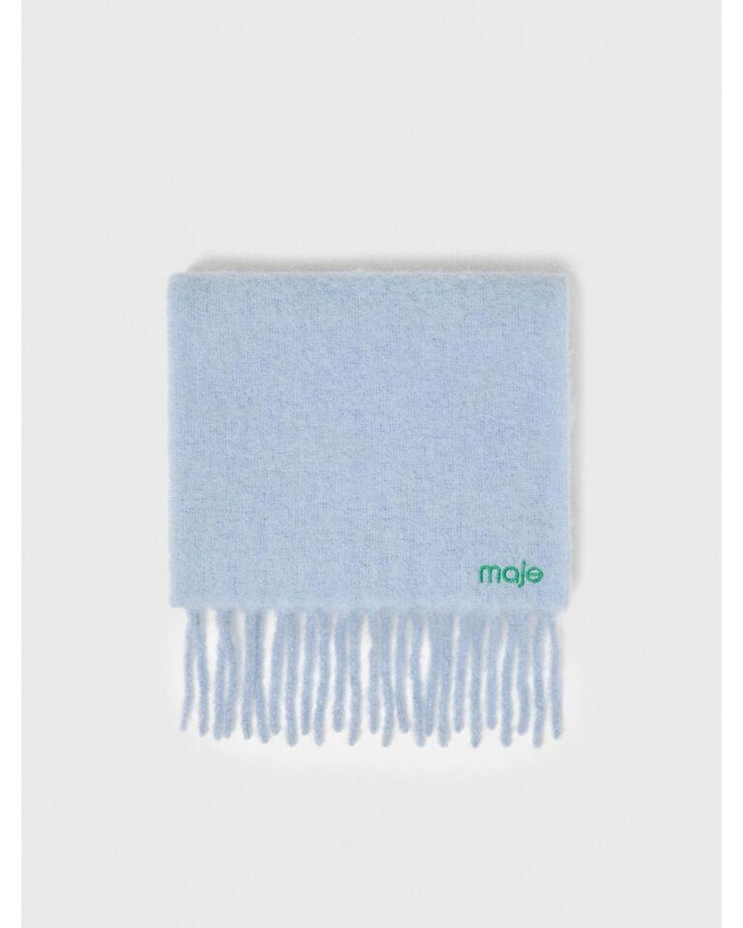 Maje Blue Wool And Alpaca Blend Scarf