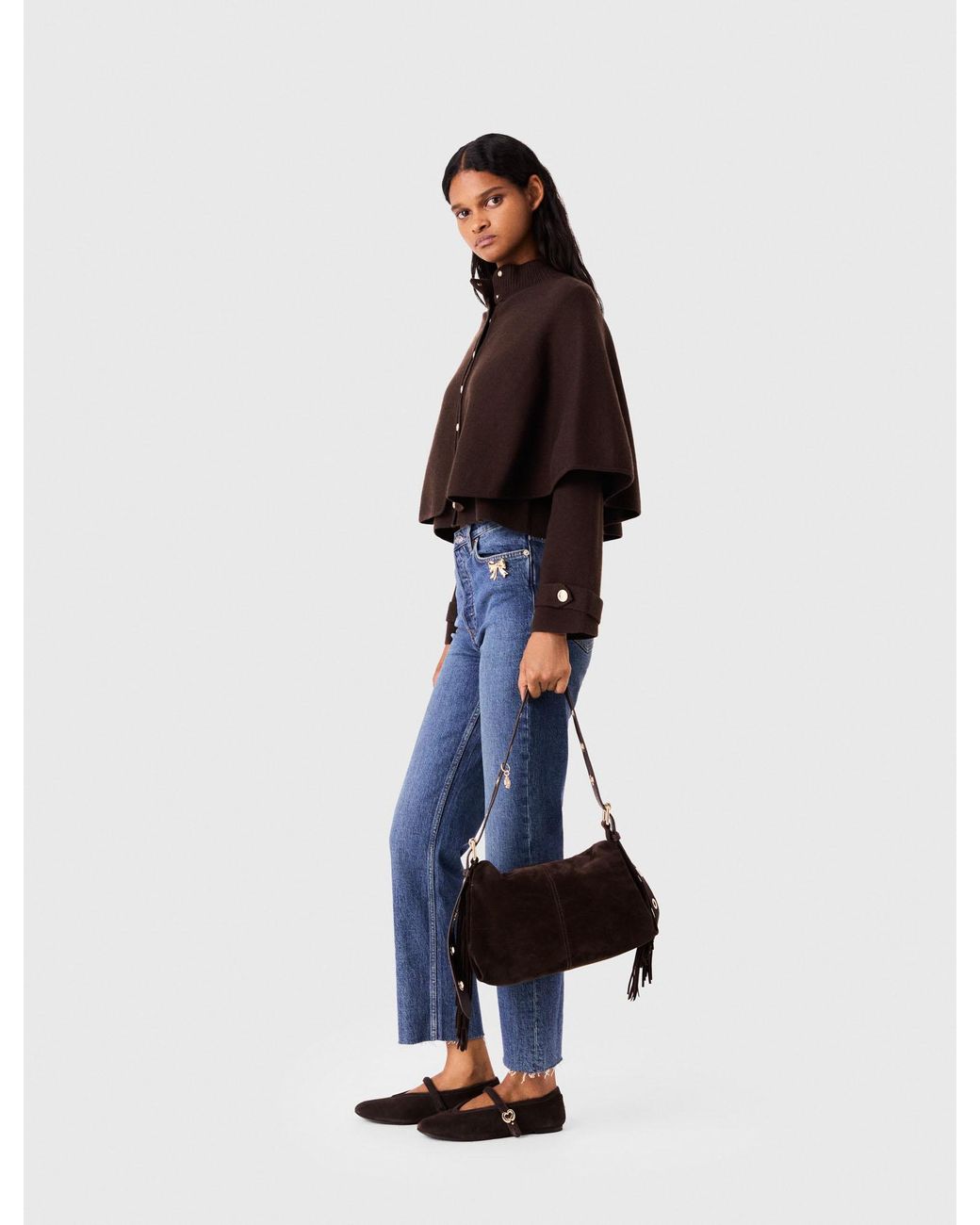 Maje Blue Cape-Effect Cardigan