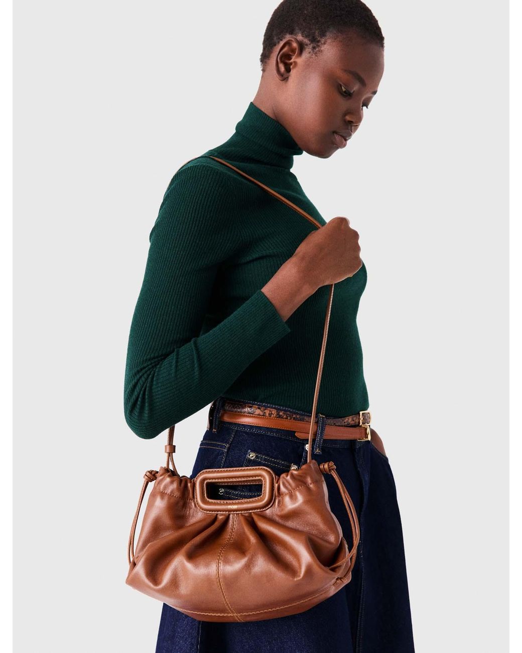 Maje Brown Smooth Leather Milpli