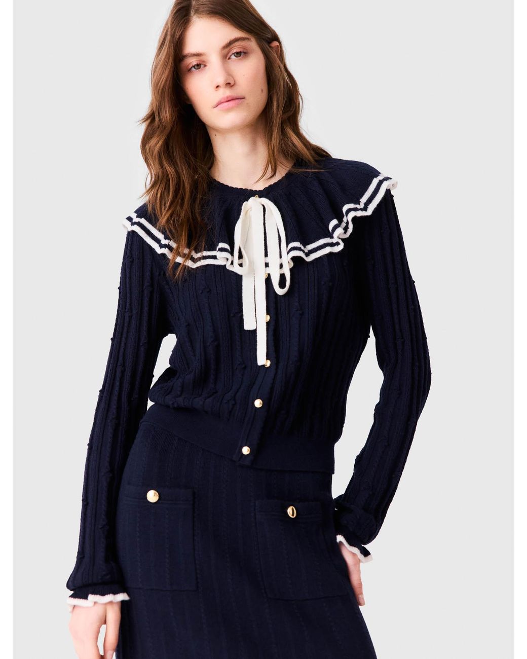 Maje Blue Layered Cape Cardigan
