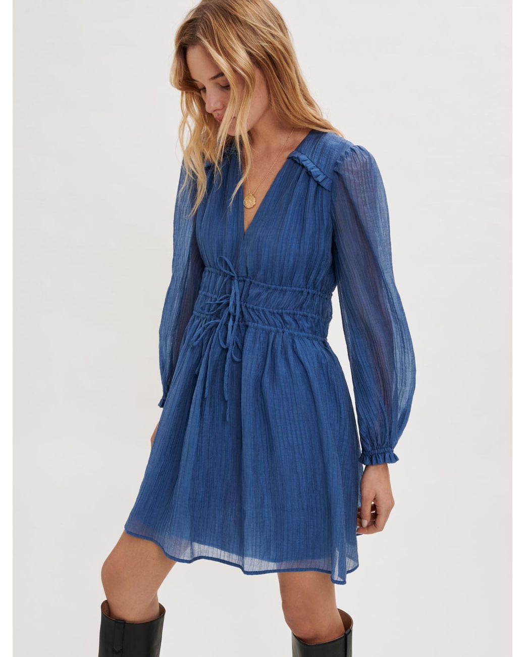 Mid-length dress Maje Blue size 38 FR in Denim - Jeans - 41484820