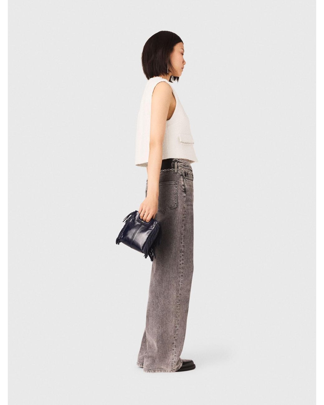 Maje White Beaded Tweed Jacket