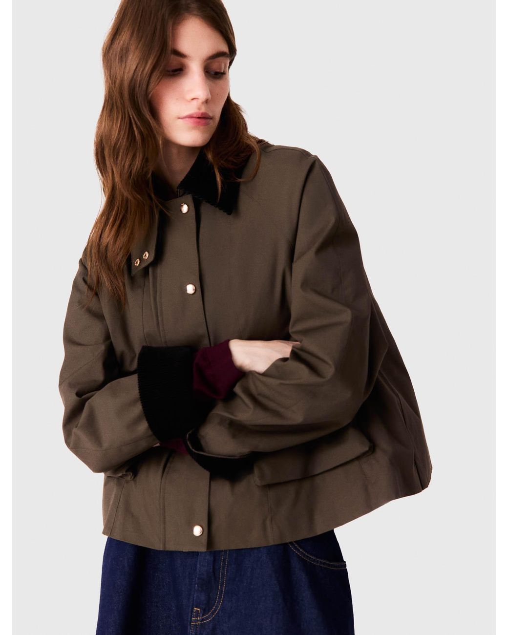 Maje Blue Cotton Trapeze Jacket