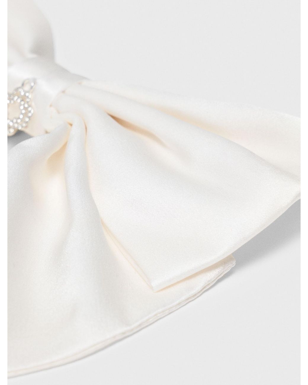Maje White Satin-Effect Bow Barrette