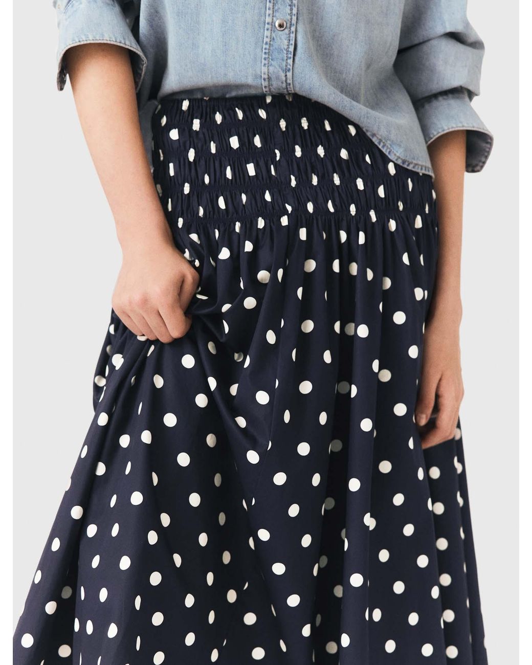 Maje Blue Long Cotton Skirt