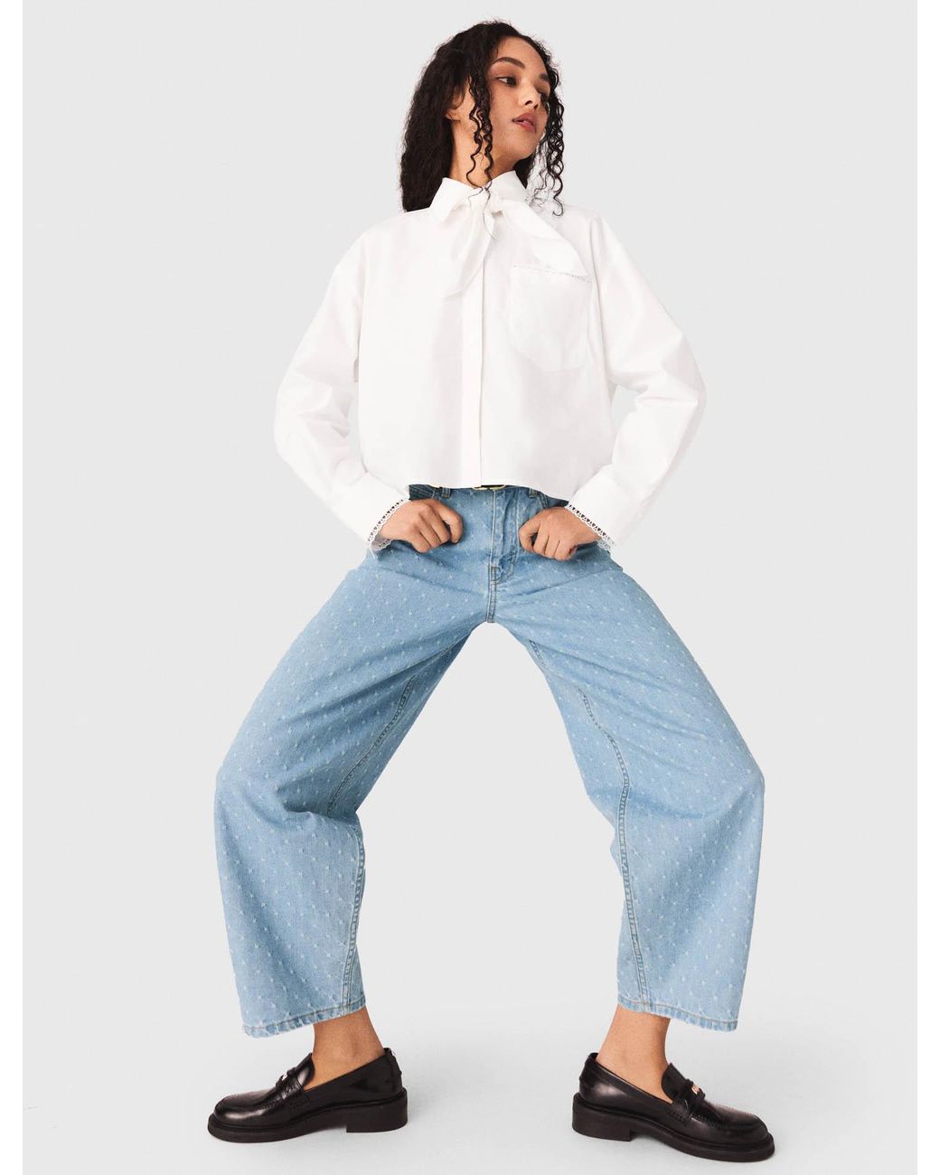 Maje Blue Textured Balloon Jeans
