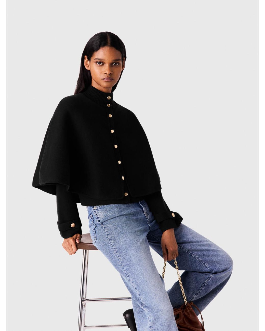 Maje Blue Cape-Effect Cardigan