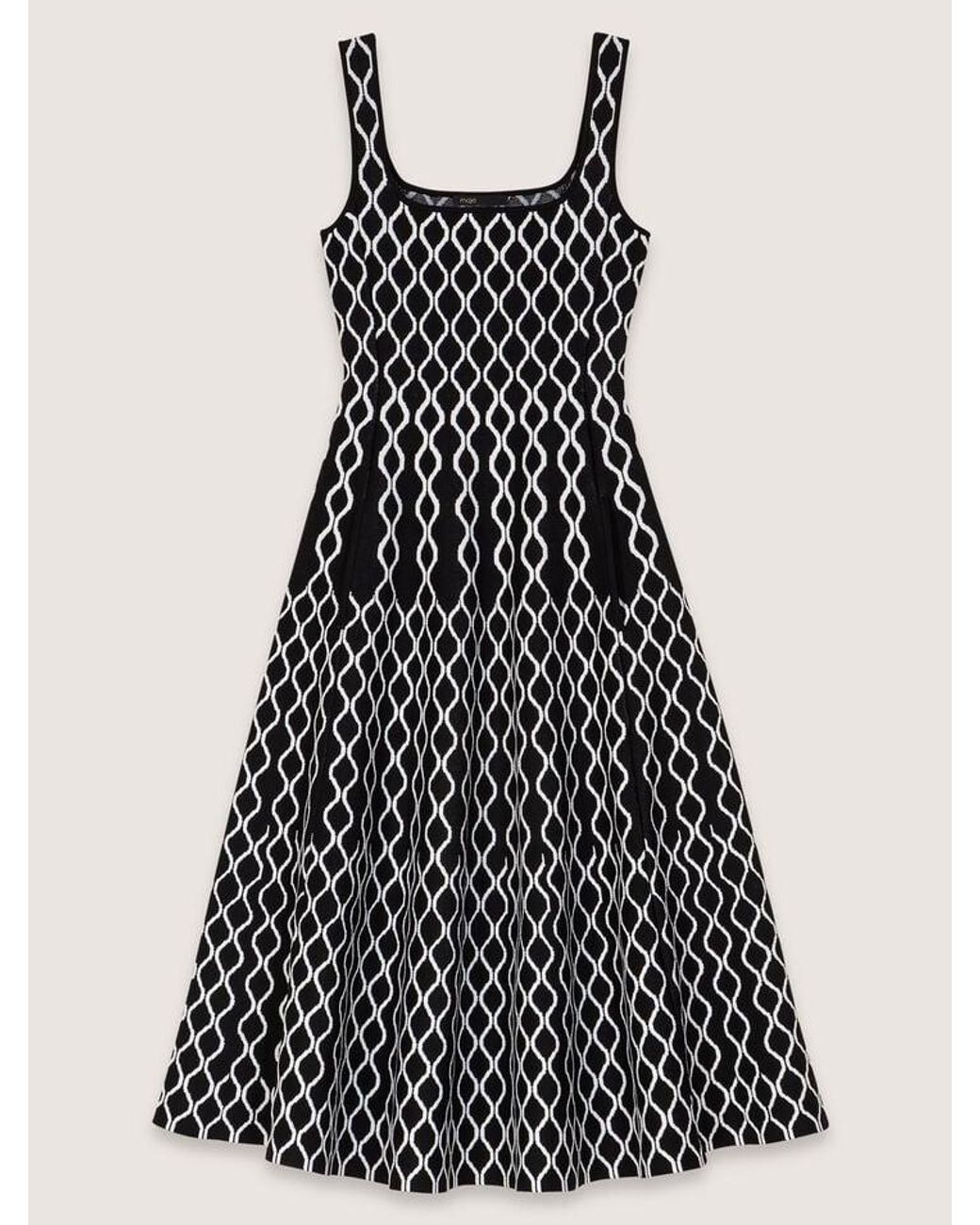 Maje Black Jacquard Knit Midi Dress