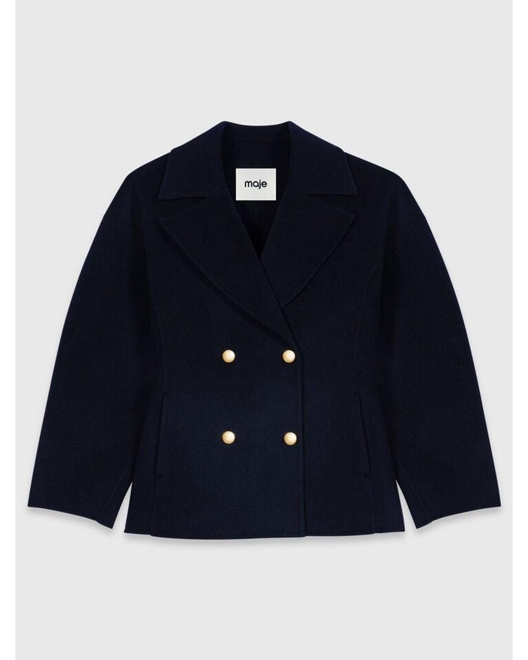 Maje Blue Fitted Double-Faced Coat