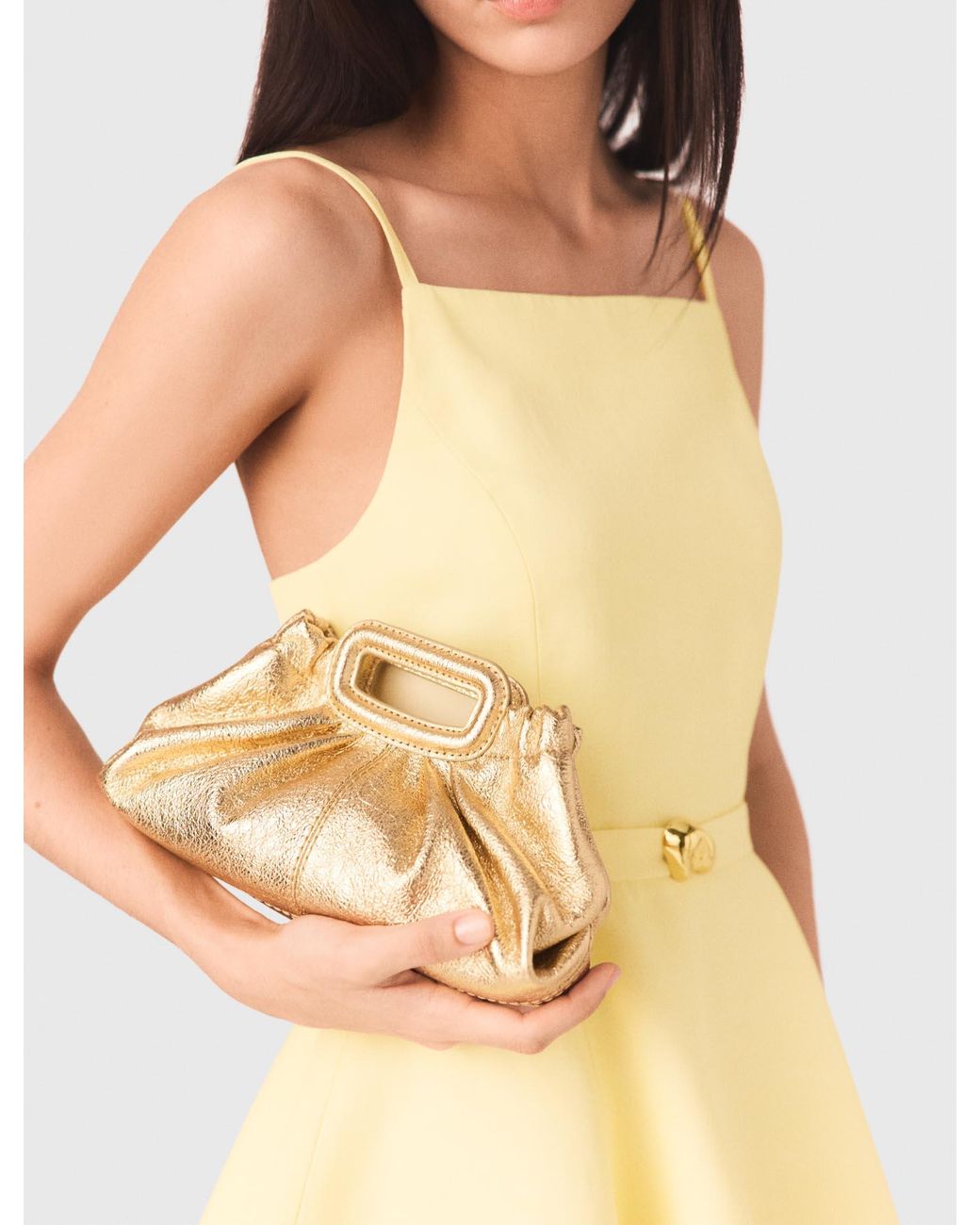 Maje Metallic Leather Milpli Mini Clutch