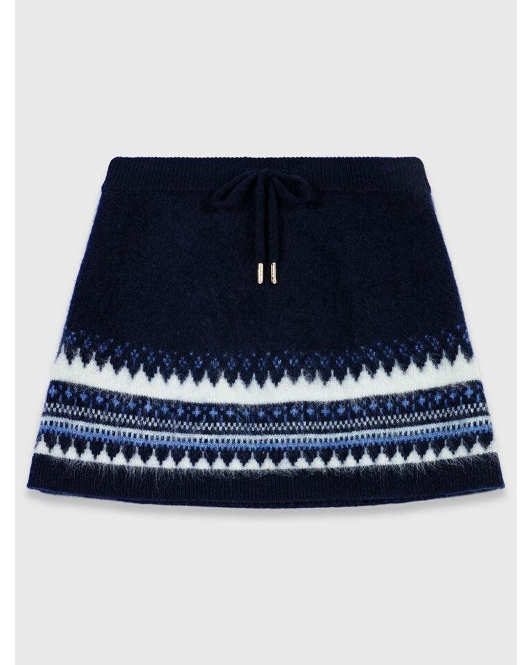 Maje Blue Short Jacquard Knit Skirt