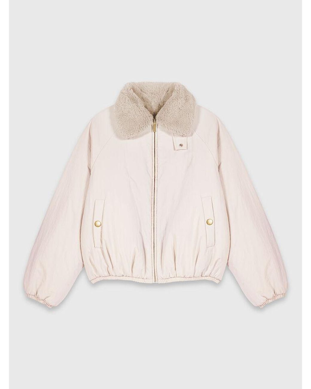 Maje White Reversible Faux Fur Puffer Jacket