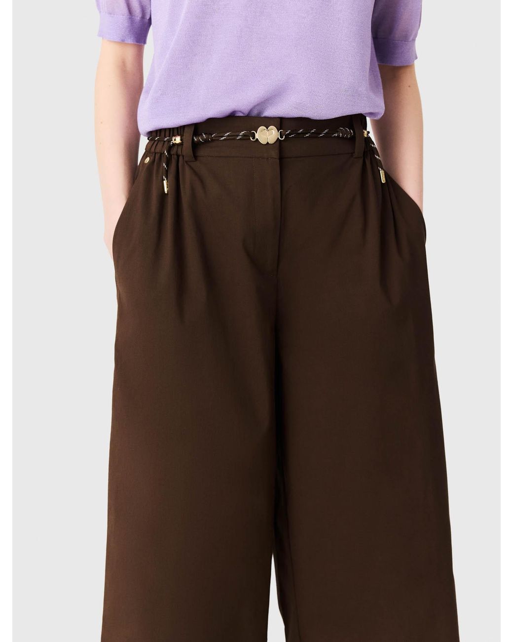 Maje White Wide-Leg Cotton Trousers