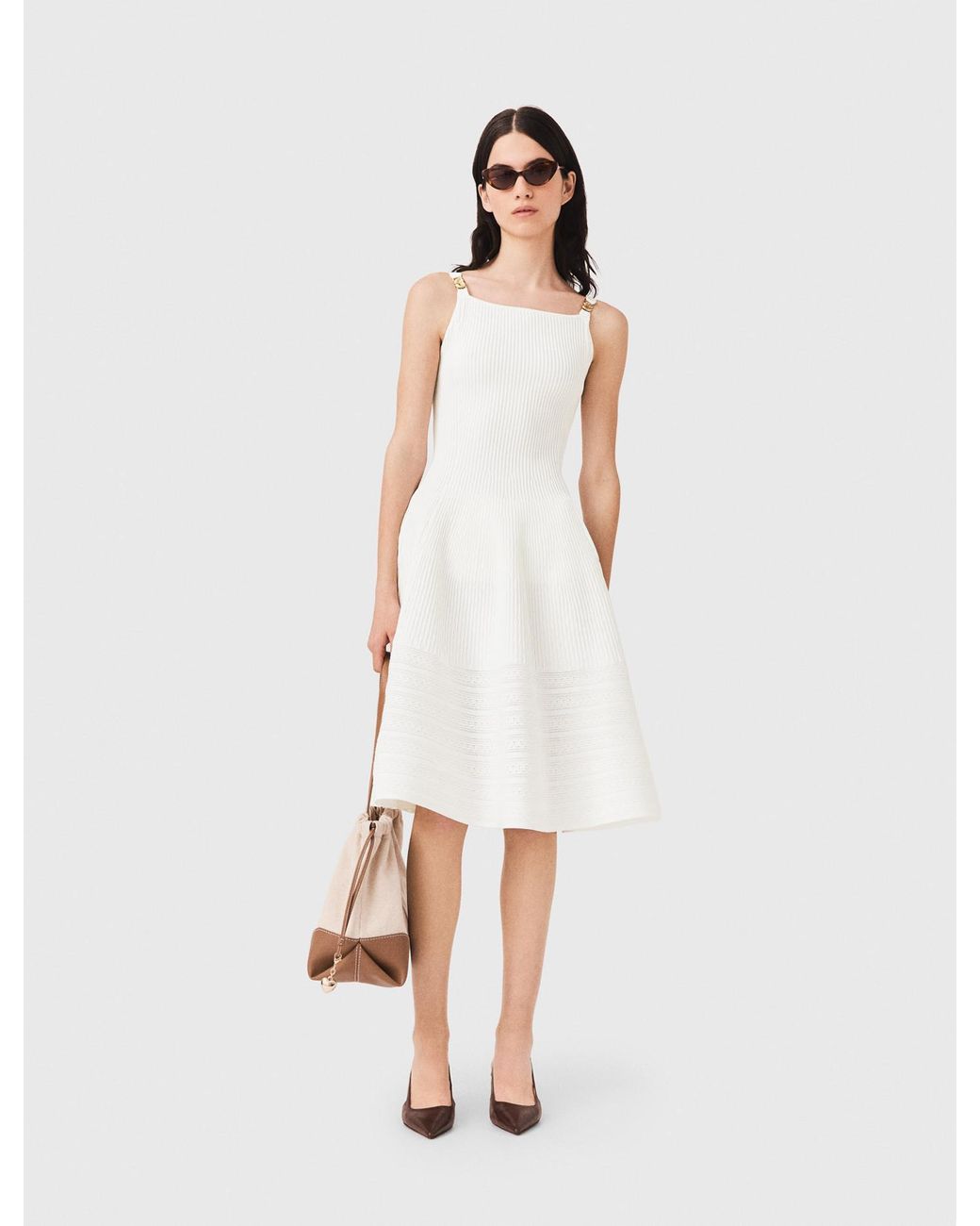Maje White Knit Maxi Dress