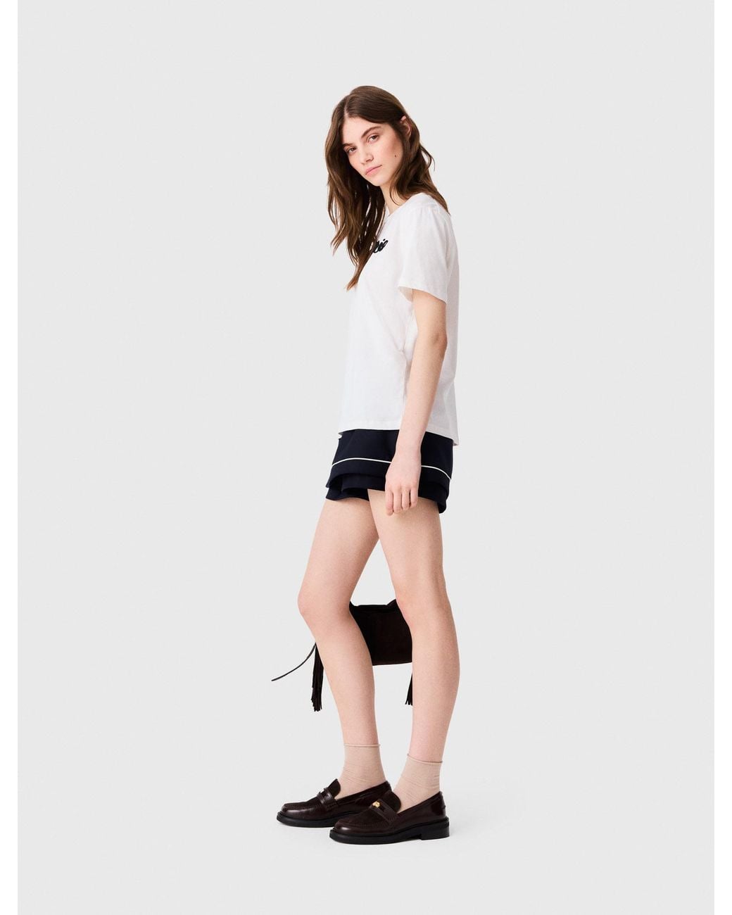 Maje White T-Shirt With Embroidered Paris Logo